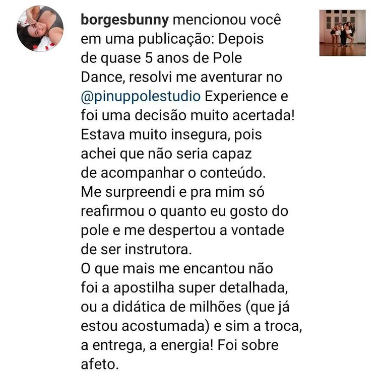 Depoimento de Bruna sobre a Experiência Pin Up