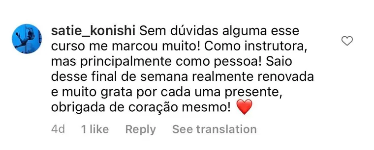 Depoimento de Satie sobre a Experiência Pin Up